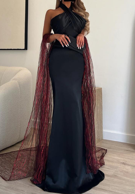 Halter Sleeveless Sleek Mermaid Simple Evening Dress