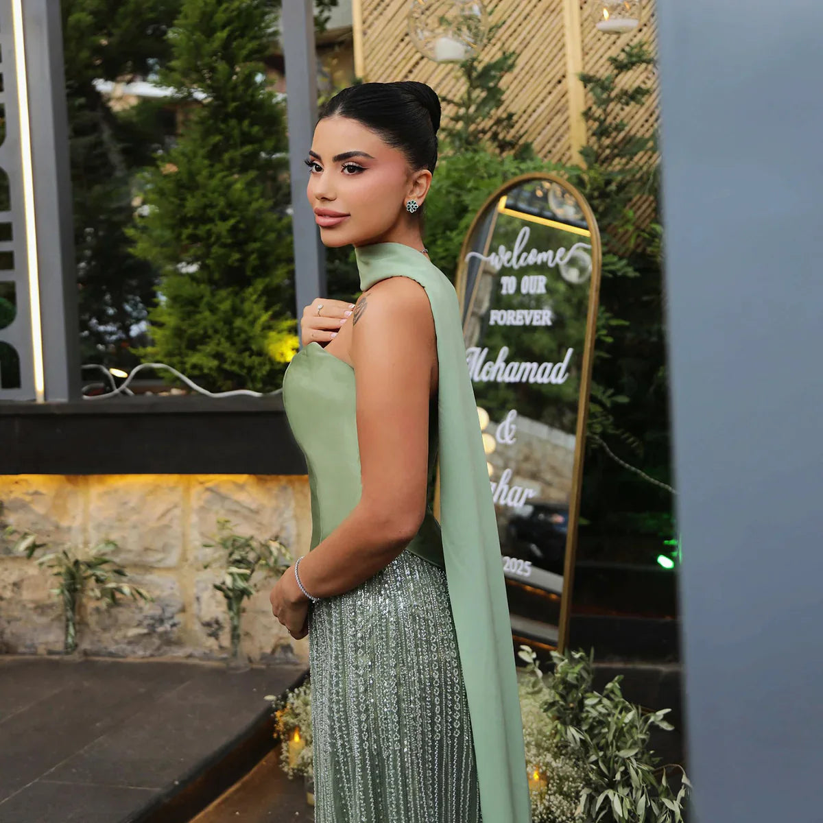 Off-Shoulder Beaded Embroidery A-Line Evening Dress