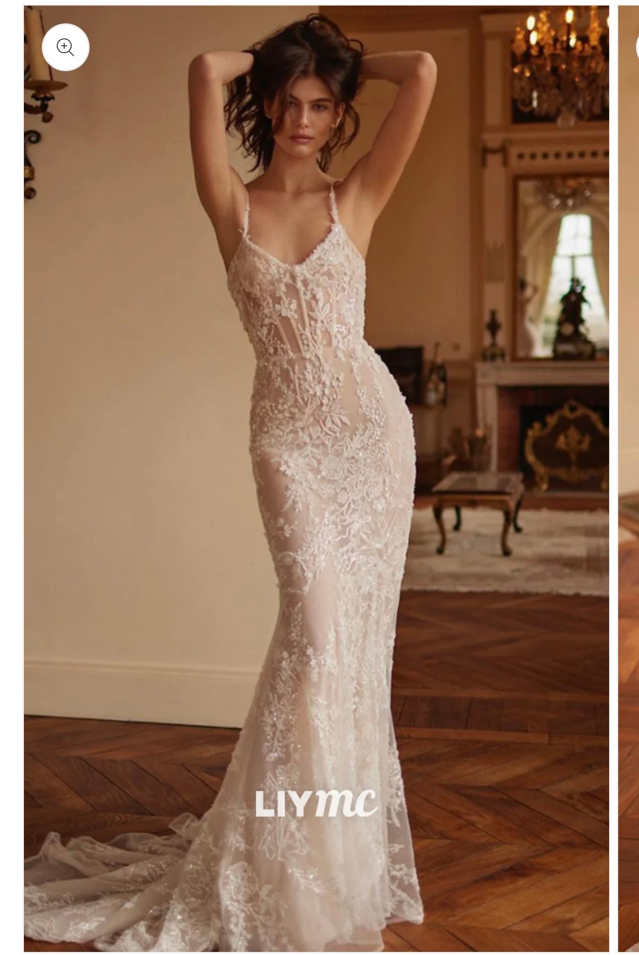 Spaghetti Straps Romantic Lace Mermaid Wedding Dres