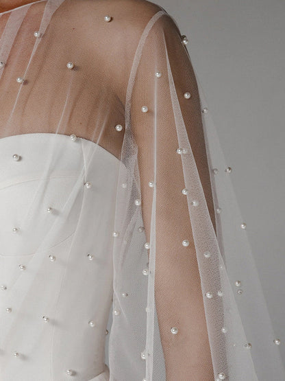 White Chiffon Sweetheart Neckline  Asymmetrical Length Formal Party Dress with Lace Sleeves