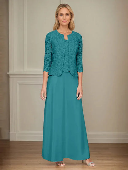 Glitter Lace & Satin Skirt Jacket Dress with Open Jacket