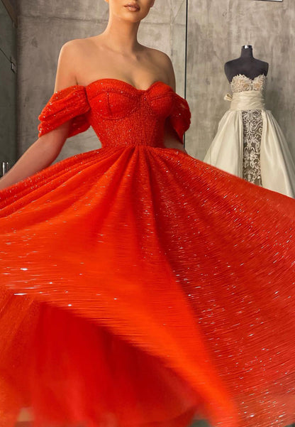 Sweetheart Sleeveless Strapless Tulle Pleated A-Line Prom Dress