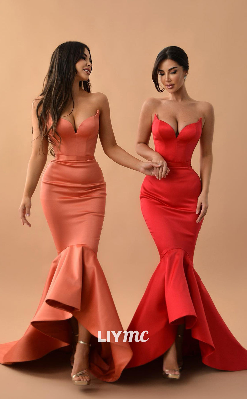 LP300 - Mermaid/Trumpet Sweetheart Satin Long Prom Evening Dress