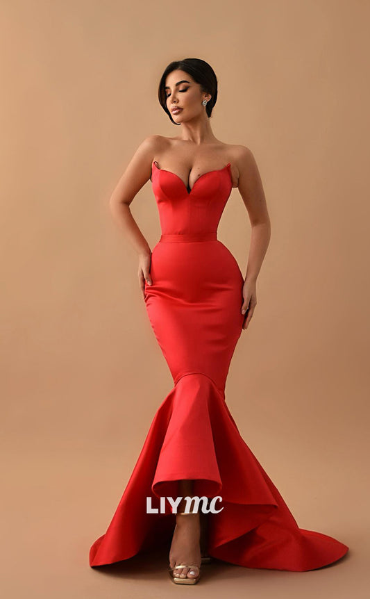 LP300 - Mermaid/Trumpet Sweetheart Satin Long Prom Evening Dress