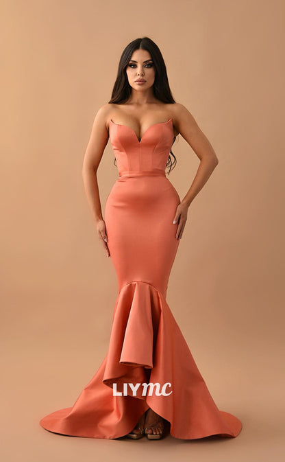 LP300 - Mermaid/Trumpet Sweetheart Satin Long Prom Evening Dress
