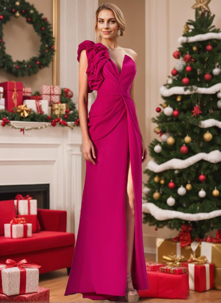 Sheath/Column One-Shoulder Mother of the Bride Dresses with Split Side