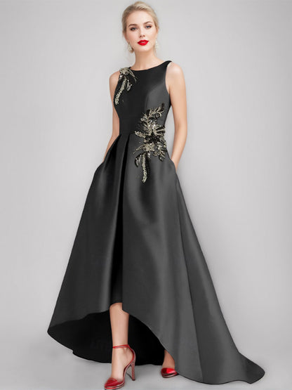 A-Line/Princess Scoop Sleeveless Asymmetrical Elegant Mother of the Bride & Groom Dresses with Appliques