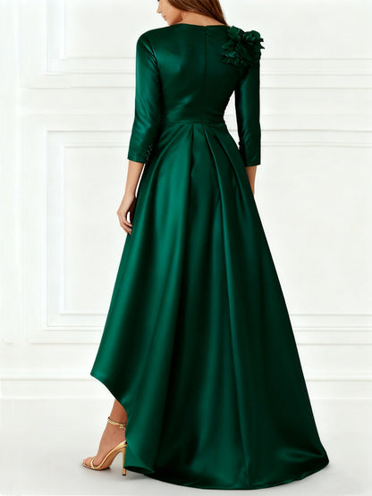 A-Line/Princess 3/4 Sleeves V-Neck Mother of the Bride Dresses Sweep Train