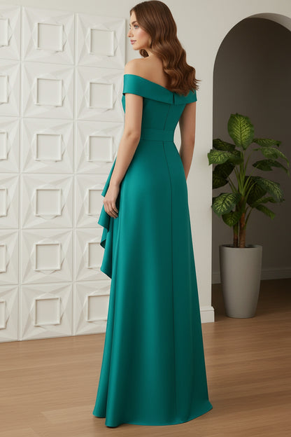 A-Line/Princess Off-the-Shoulder Satin Mother of the Bride Dresses with Split Side Floor-Length Sleeveless Sash Ruffles