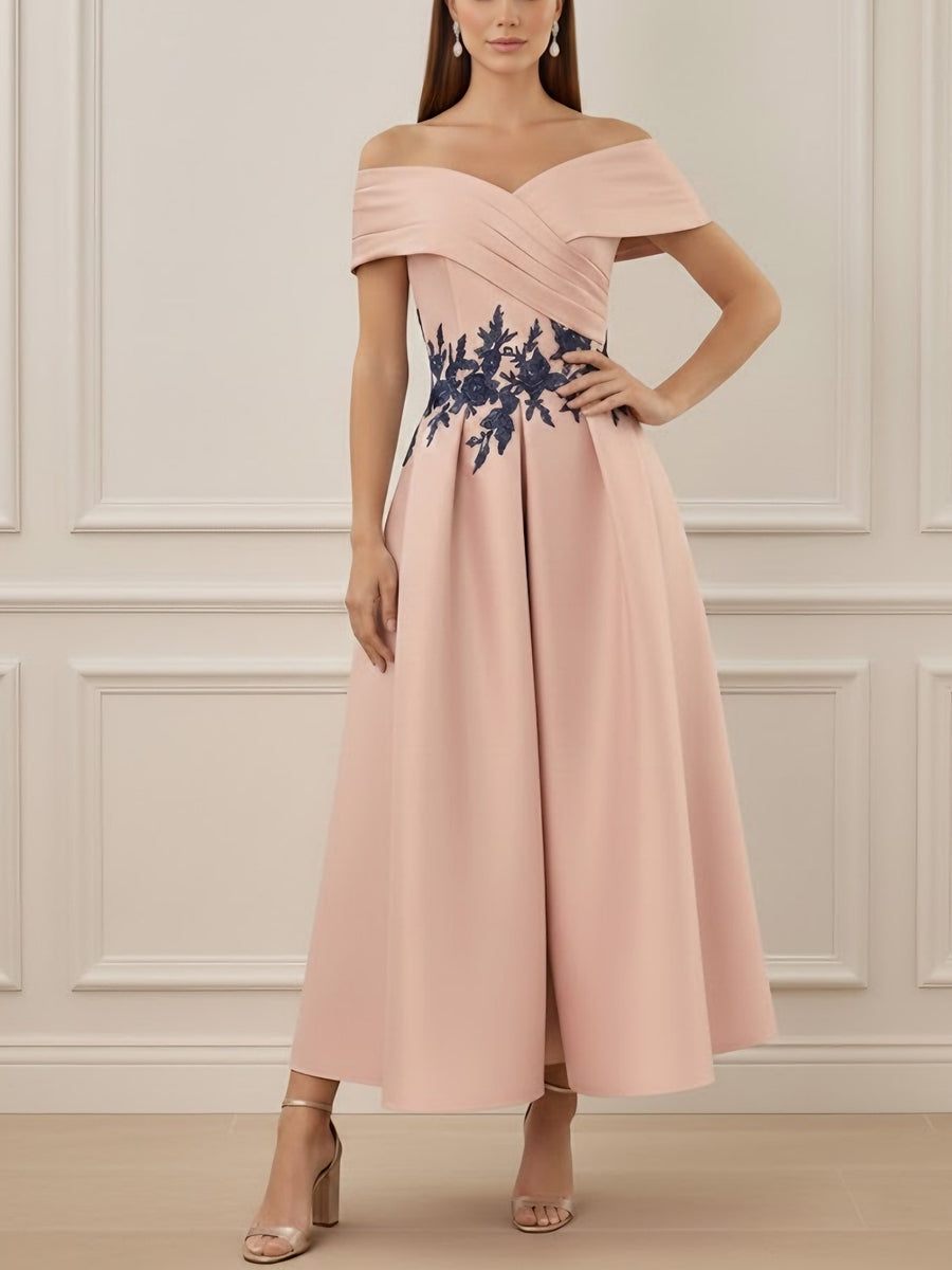 A-Line/Princess Off-the-shoulder Stretch Satin Mother of the Bride Dre ...