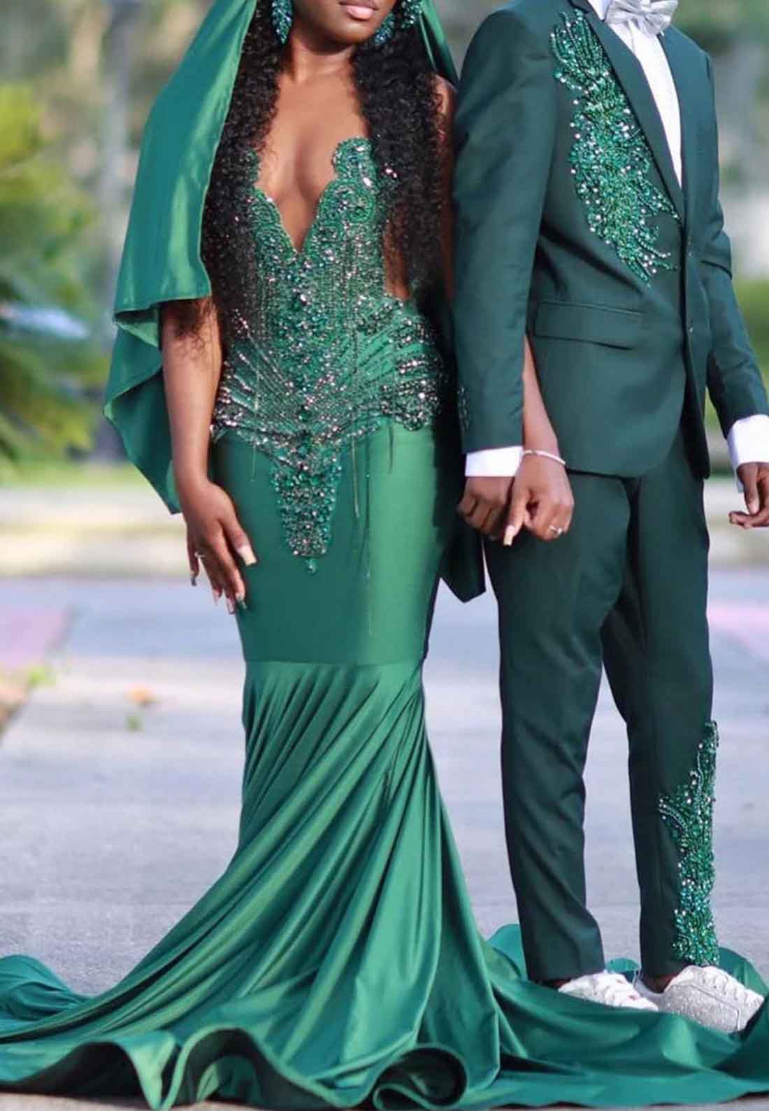Mermaid Beaded Pleated Prom Dress for Black Girls