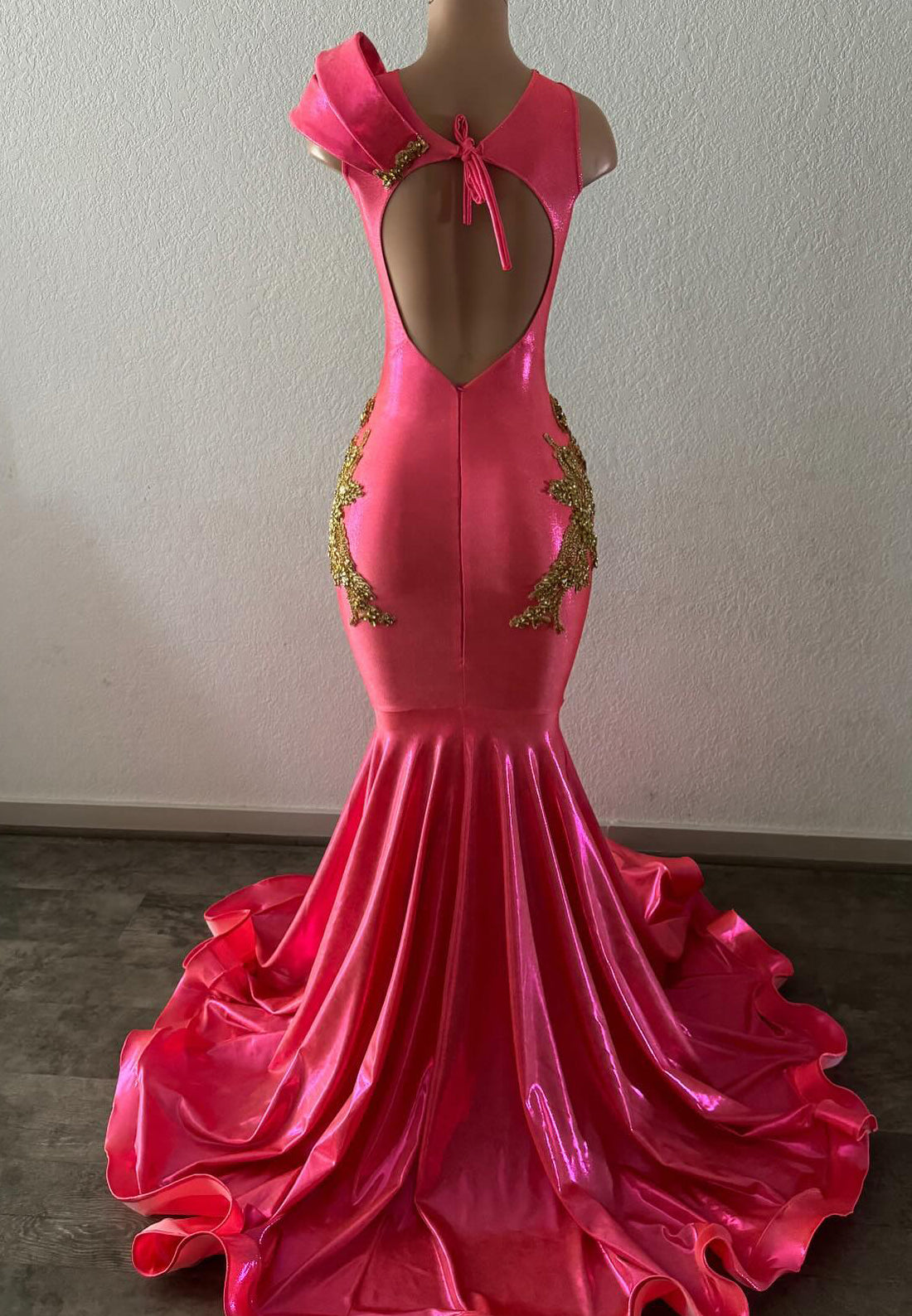 Mermaid V-Neck Beaded Pleated Prom Dress for Black Girls