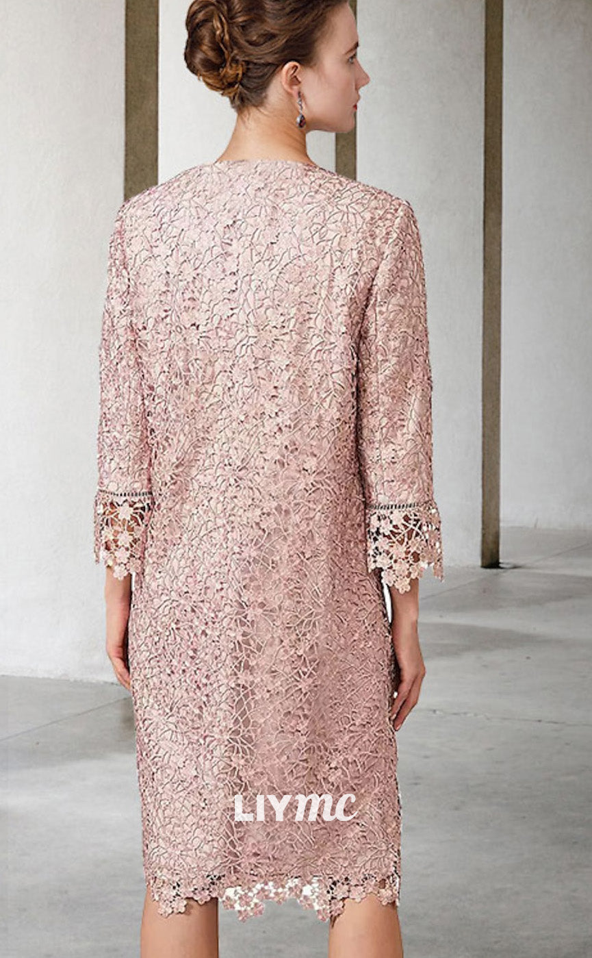M1032 - Mother of the Bride DressLace Short Sleeve Jacket Dresses with Liymc M1032 - Mother of the Bride DressLace Short Sleeve Jacket Dresses with Liymc