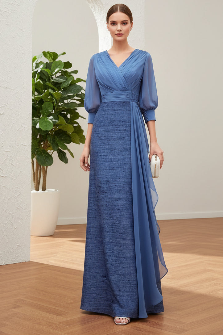 Sheath Dress with Silk Chiffon Bodice