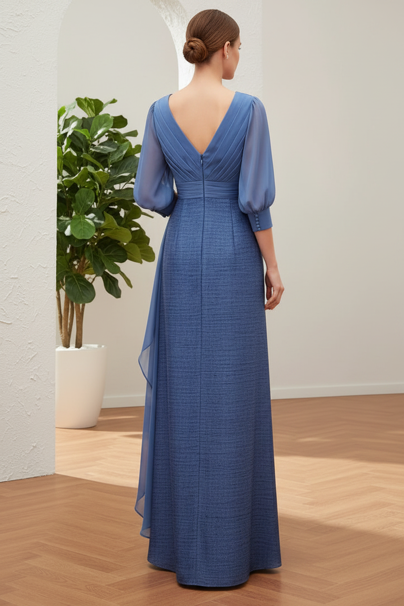 Sheath Dress with Silk Chiffon Bodice