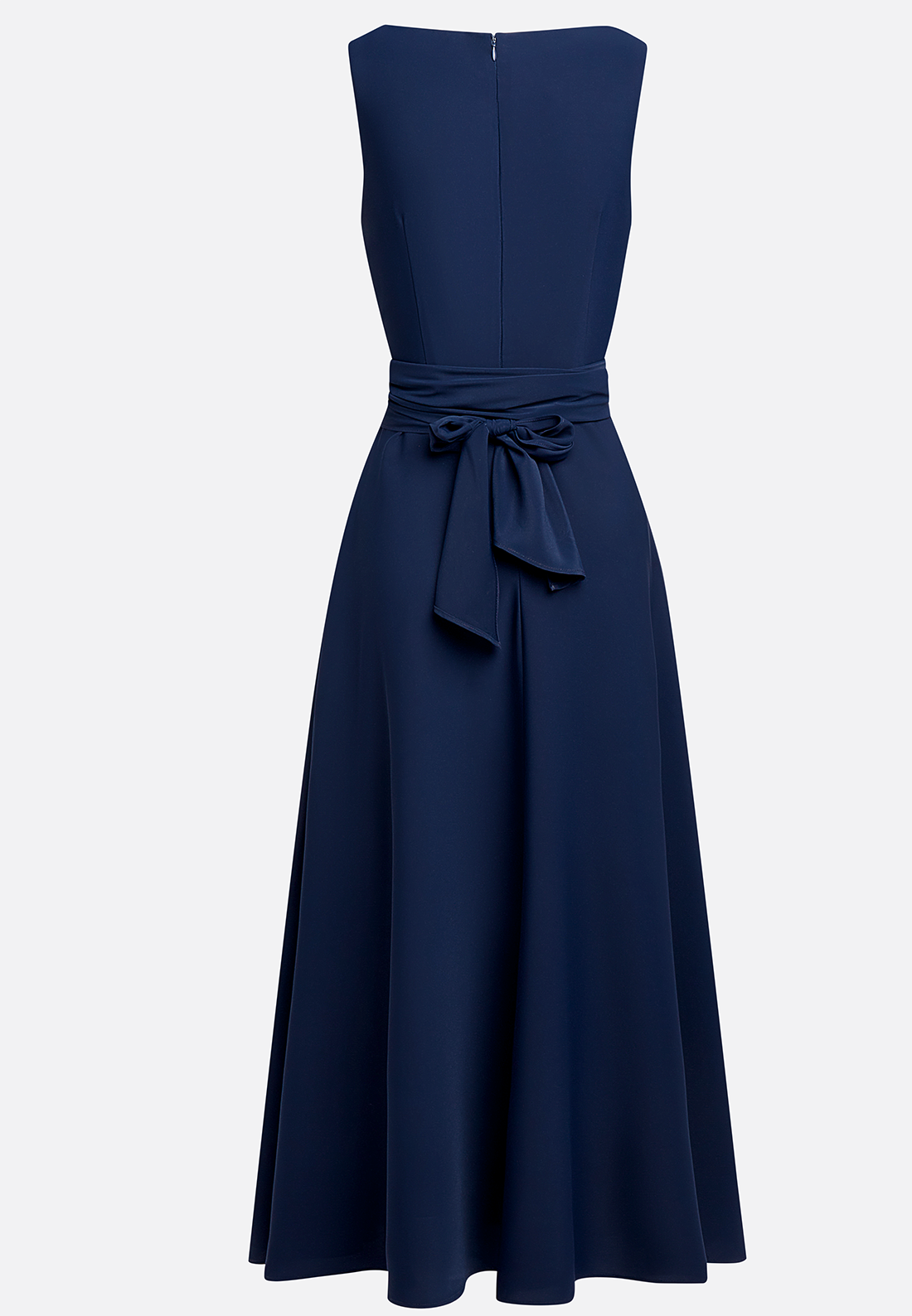 Navy Blue Classic V Neck Sleeveless A-Line Maxi Dress