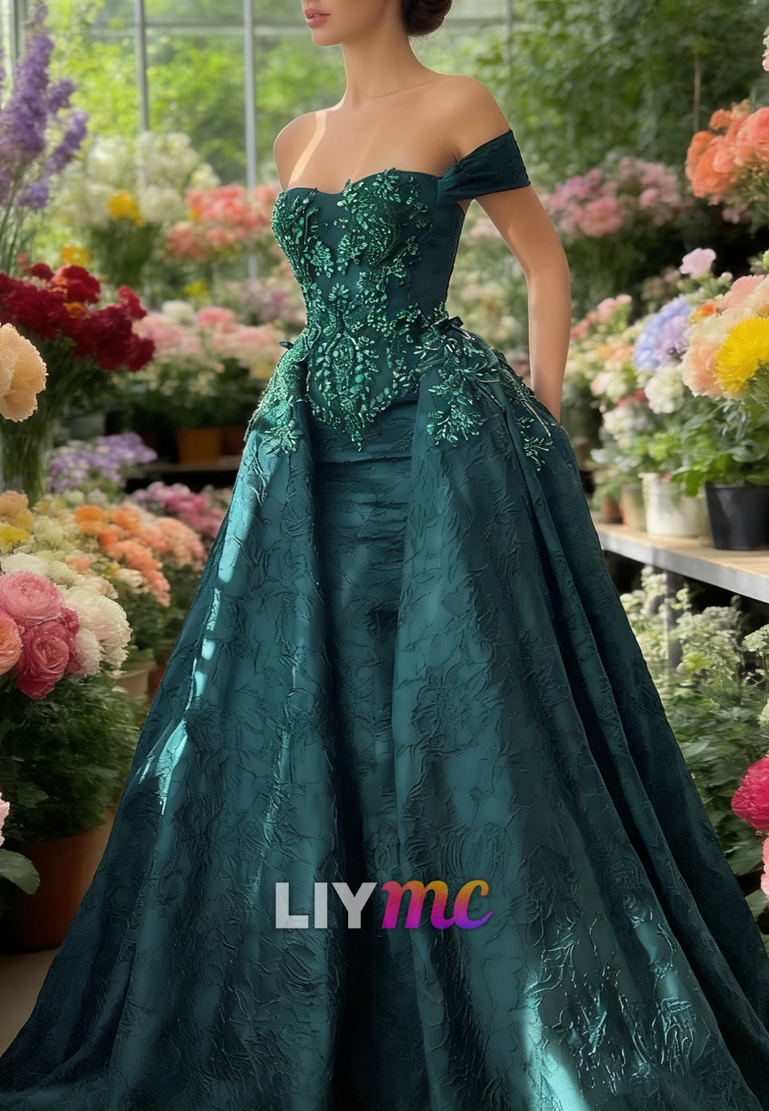 Off-Shoulder Appliques Evening Dress Mermaid Prom Dress