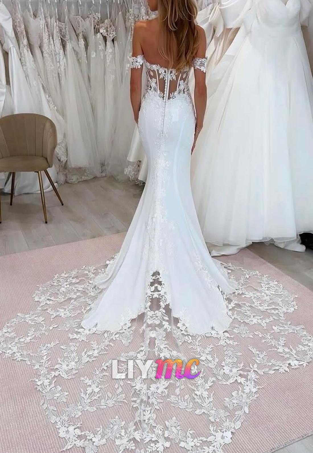 Off-Shoulder Appliques Mermaid Wedding Dress