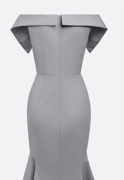 Off-Shoulder Short Sleeves Mermaid Work Dress