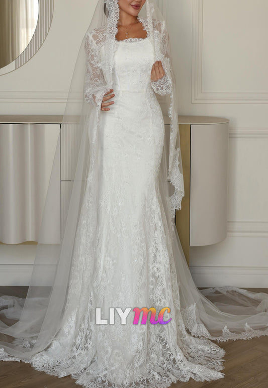 Off-Shoulder Lace Appliques Mermaid Wedding Dress