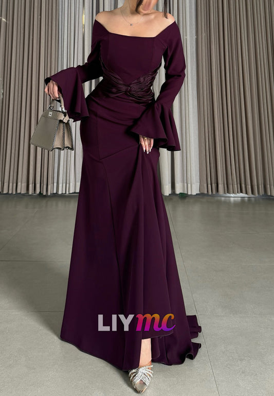 Off-Shoulder Long Sleeves Bodycon Mermaid Evening Dress