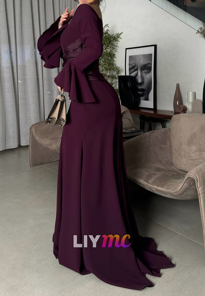 Off-Shoulder Long Sleeves Bodycon Mermaid Evening Dress