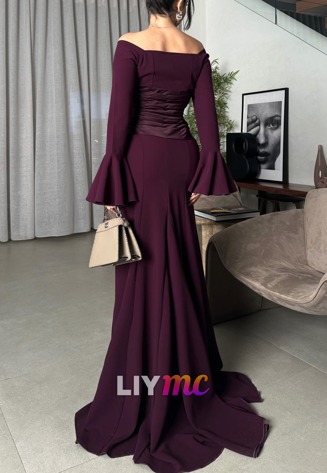 Off-Shoulder Long Sleeves Bodycon Mermaid Evening Dress