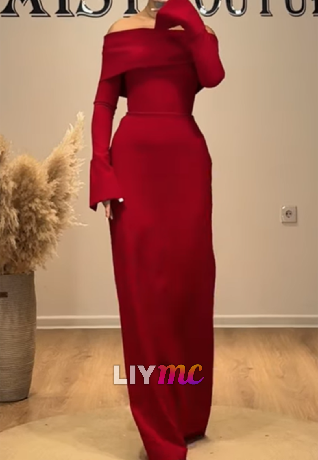 Off-Shoulder Long Sleeves Mermaid Evening Dress