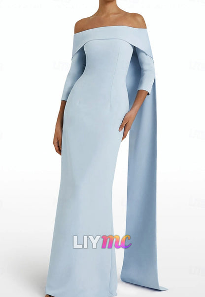 Off-Shoulder Long Sleeves Mermaid Evening Dress