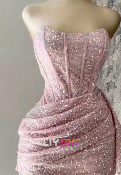 Off-Shoulder Pleated Sequins Sheath Short Party Homecoming Dress