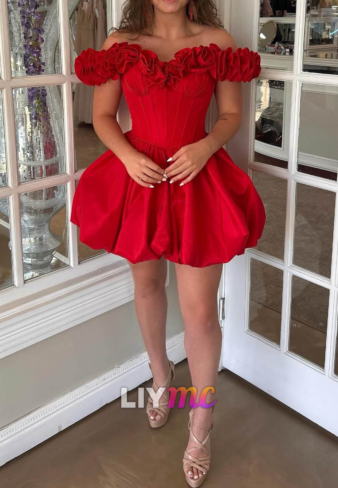 Off-Shoulder Ruffles Pleated A-Line Party Homecoming Dress
