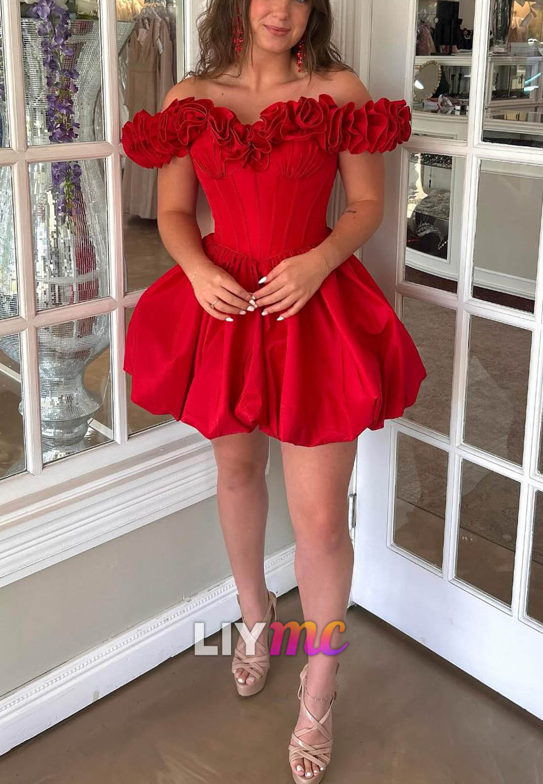 Off-Shoulder Ruffles Pleated A-Line Party Homecoming Dress