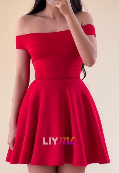 Off-Shoulder Sleek A-Line Party Homecoming Dress