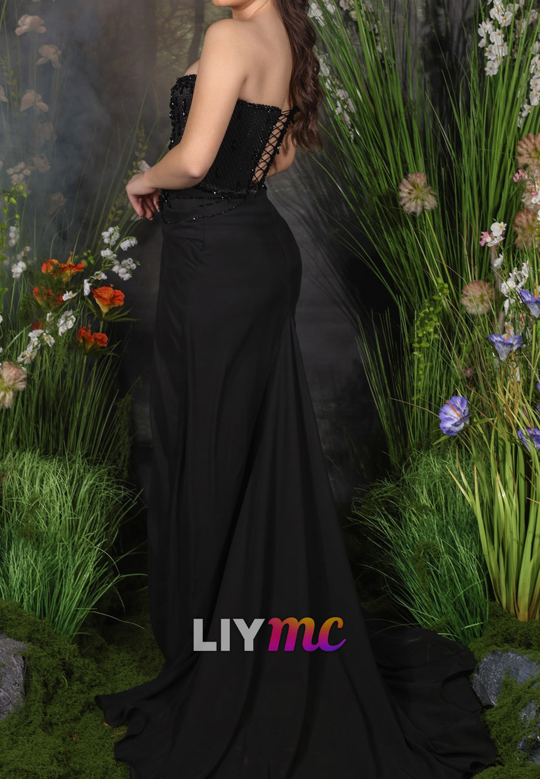 Off-Shoulder Sleeveless Beaded Prom Dress Mermaid Prom Dress