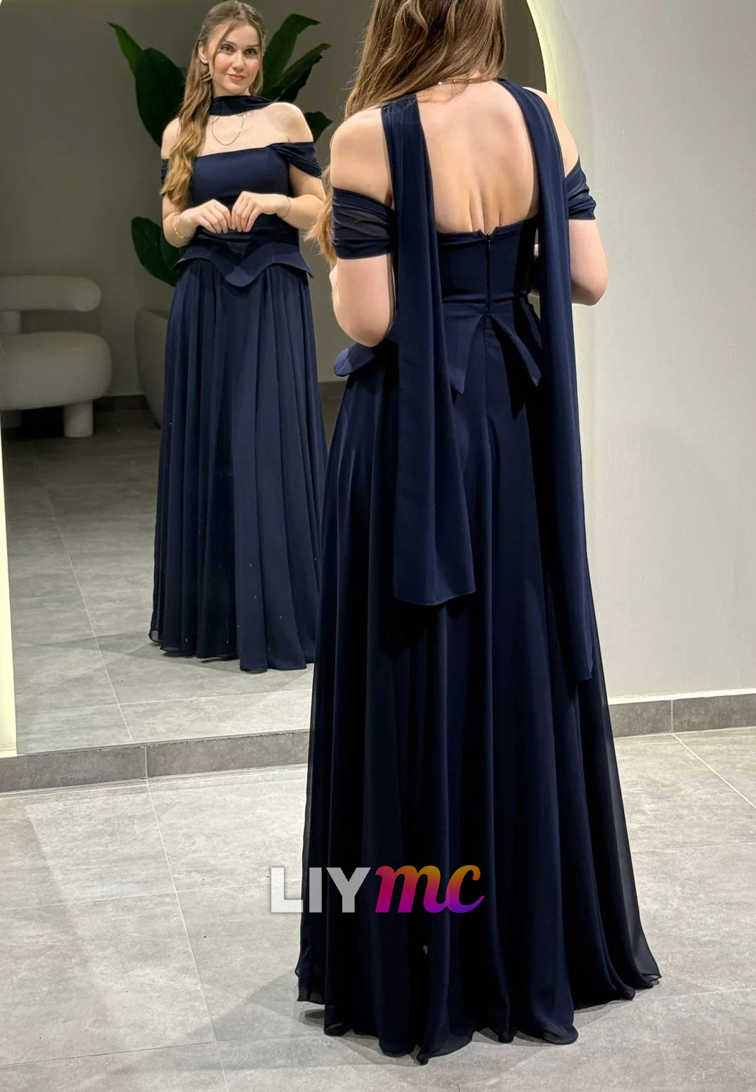 Off-Shoulder Sleeveless Pleated Corset A-Line Prom Dress