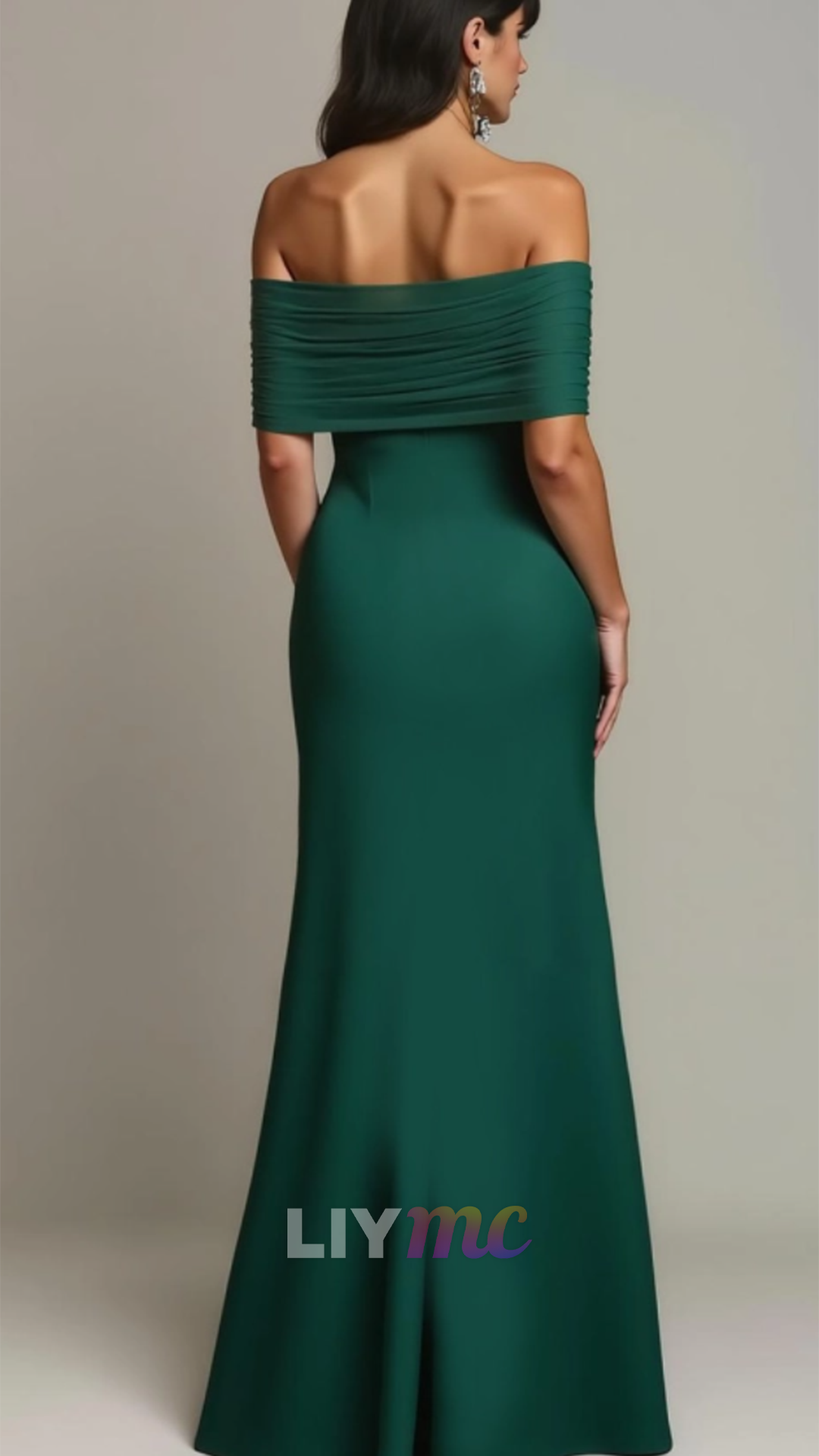 Off-Shoulder Sleeveless Satin Sheath Evening Dress