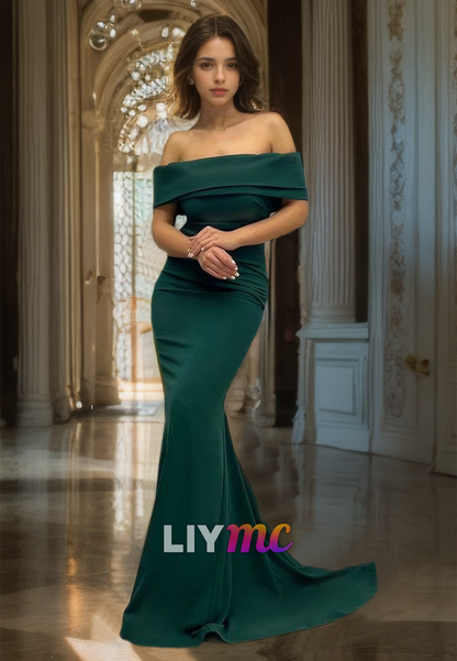 Off- Shoulder Sleeveless Sleek Mermaid Bodycon Formal Dress