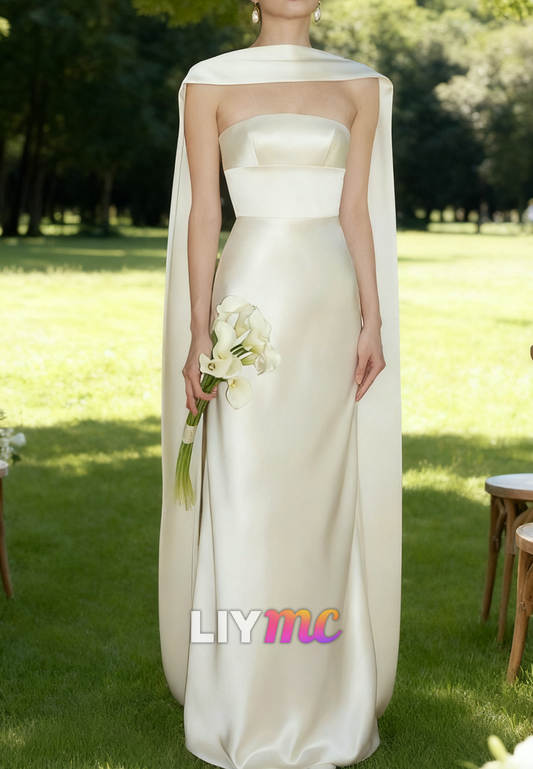 Off-Shoulder Sleeveless Sleek Sheath Simple Wedding Dress