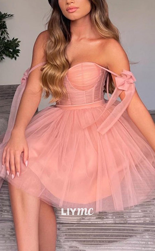 LY246 - Off-Shoulder Strapless A-Line Short Homecoming Dress