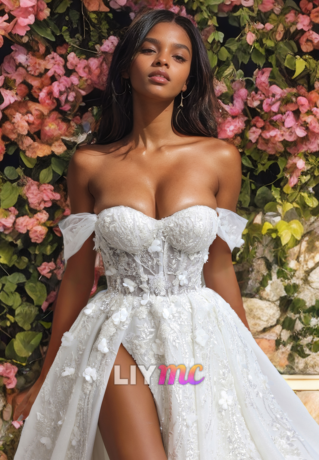 Off-Shoulder Strapless Appliques A-Line Wedding Dress