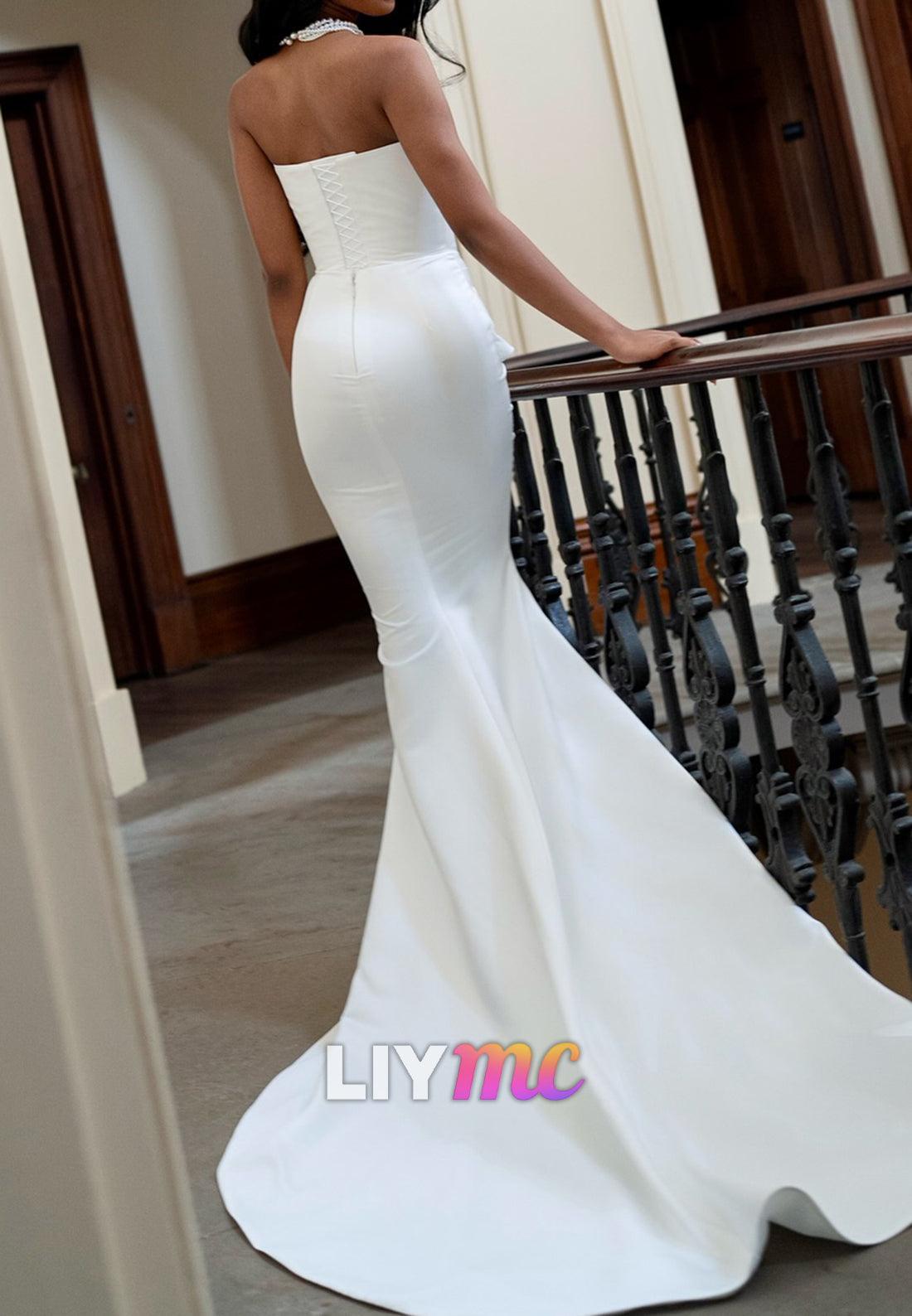 Off-Shoulder Strapless Fitted Mermaid Satin Wedding Dress