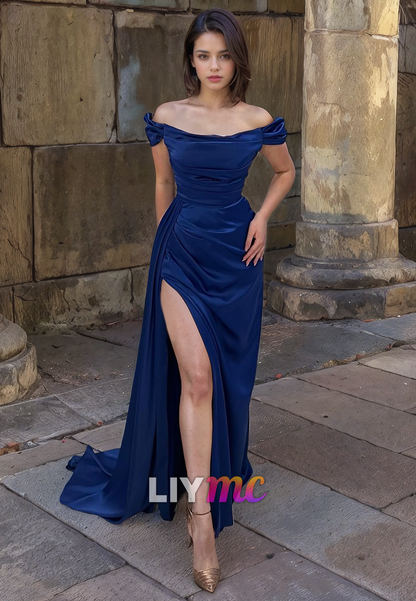 Off-Shoulder Strapless High Slit Sheath Prom Dress