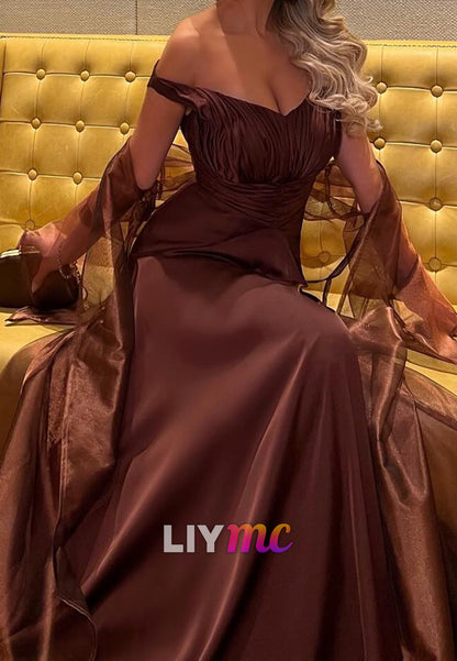 Off-Shoulder Strapless Pleated A-Line Formal Dress
