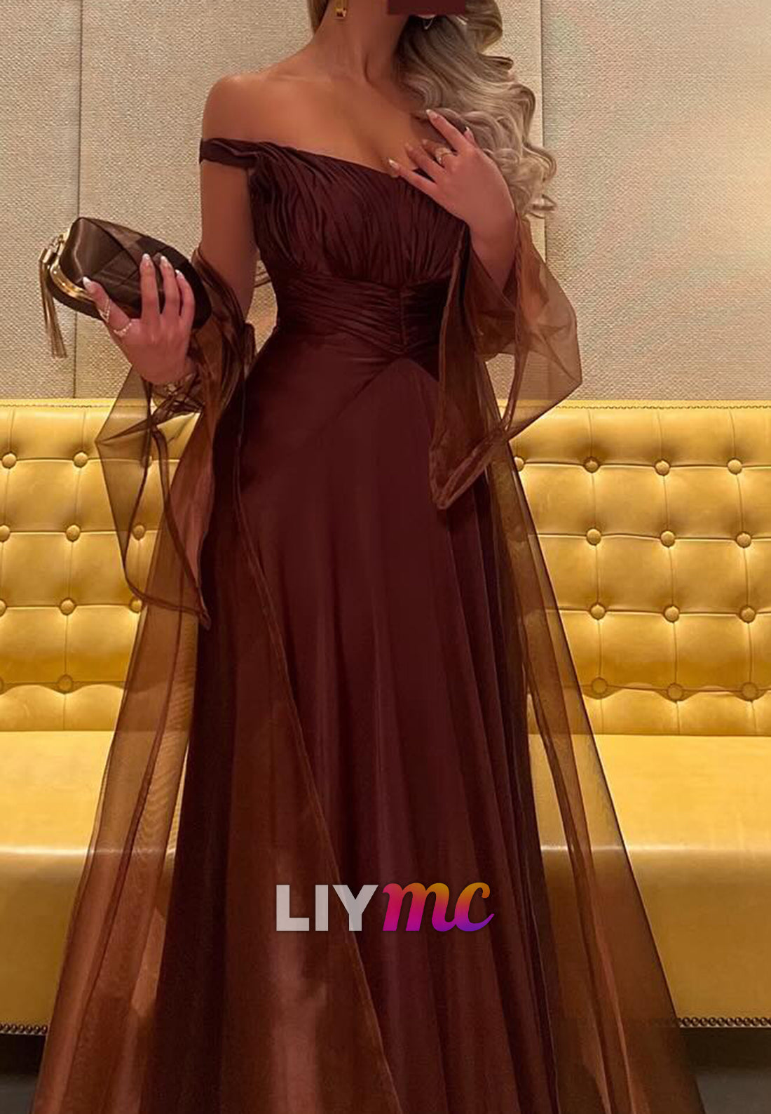 Off-Shoulder Strapless Pleated A-Line Formal Dress