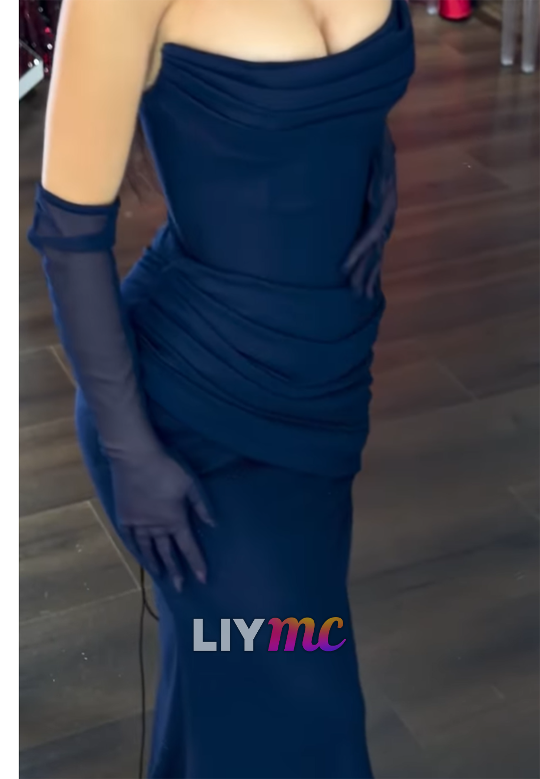 Off-Shoulder Strapless Pleated Fitted Mermaid Prom Dress