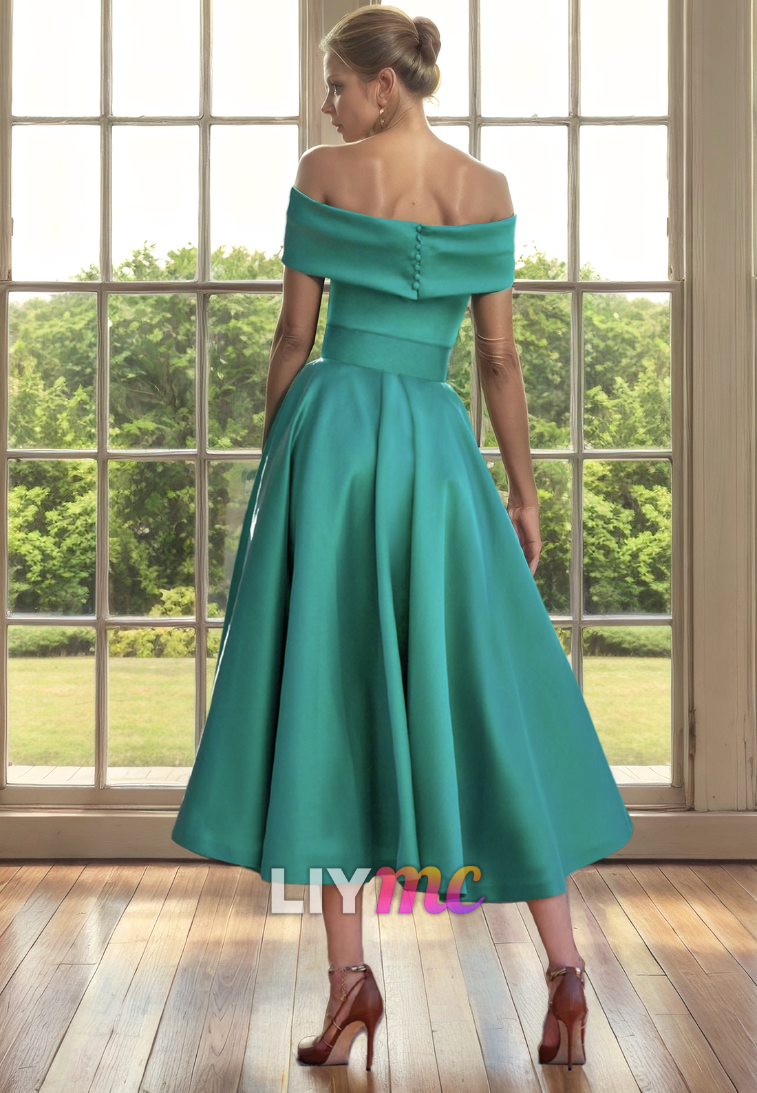 Off-Shoulder Strapless Pleated Sleek Satin A-Line Mother of Bride Dress Cocktail Dress