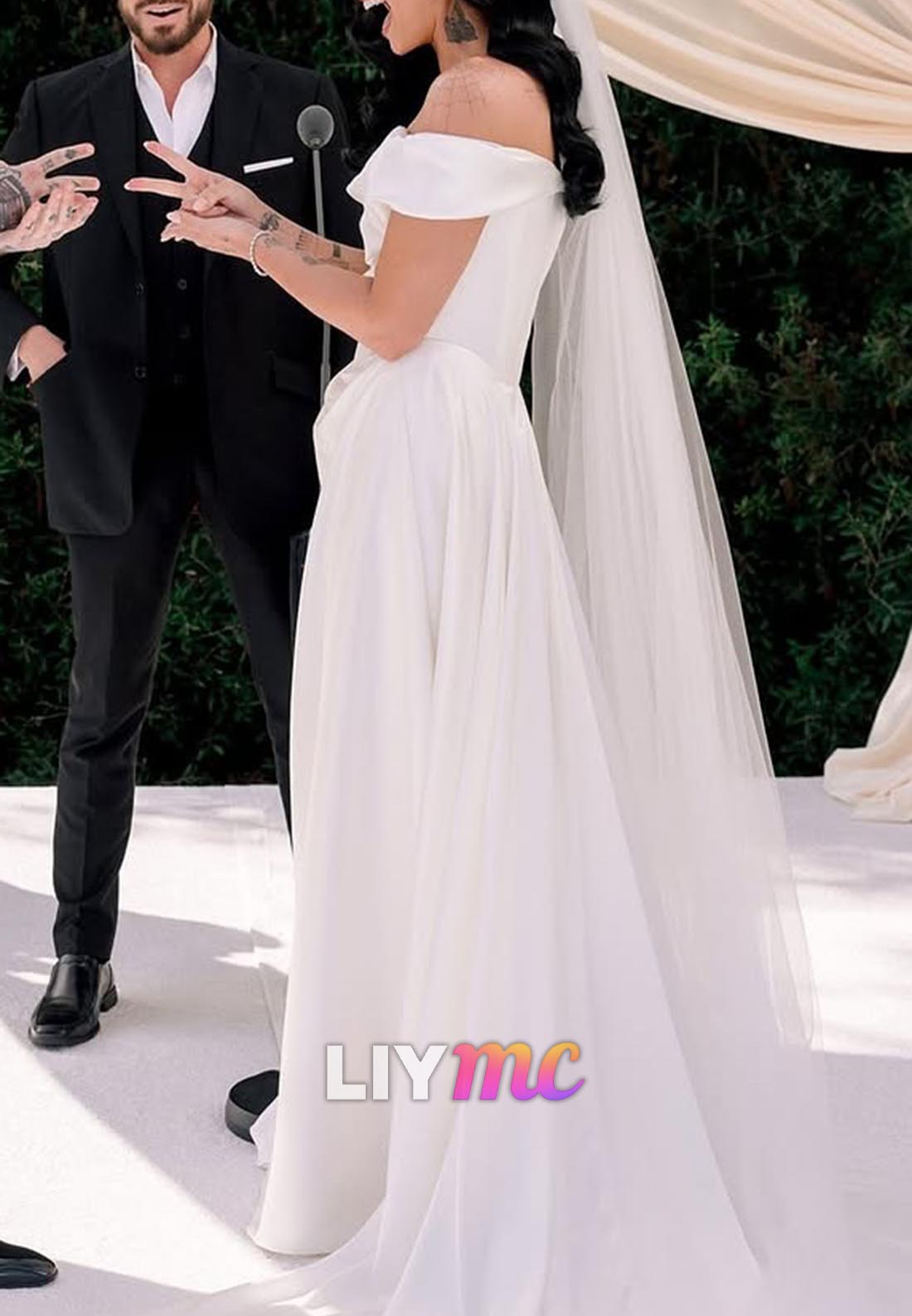 Off-Shoulder Strapless Ruched Sheath Wedding Dress