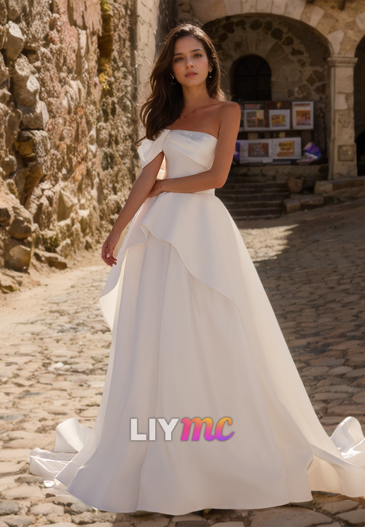 Off-Shoulder Strapless Ruffled A-Line Wedding Dress