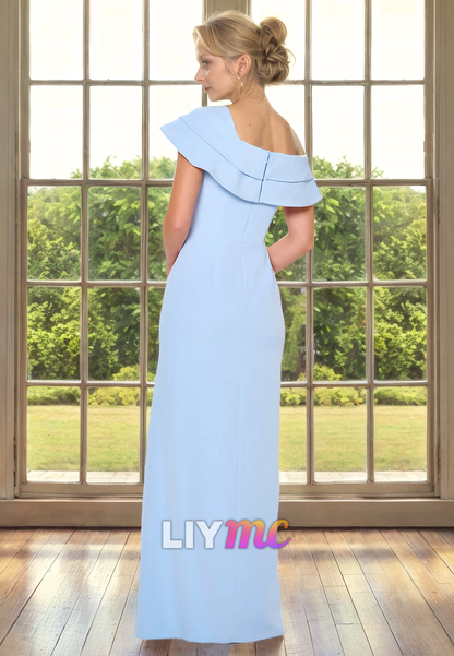 Off-Shoulder Strapless Side Slit A-Line Mother of Bride Dress