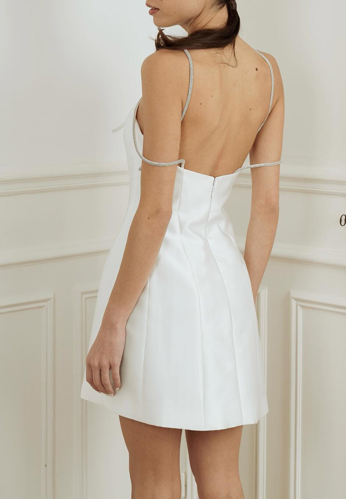 Off-Shoulder Straps Sleek A-Line Short Satin Beach Wedding Dress